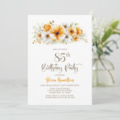 オレンジの花柄の85歳の誕生日パーティー 招待状 (スタンド正面)