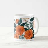 オレンジの花柄マグカップ コーヒーマグカップ (正面右)