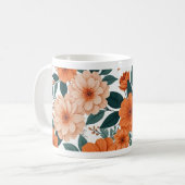 オレンジの花柄マグカップ コーヒーマグカップ (正面左)