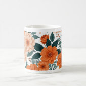 オレンジの花柄マグカップ コーヒーマグカップ (中央)