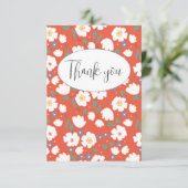 オレンジの花柄 フラット サンクス カード (スタンド正面)