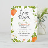 オレンジの花柑橘系男女兼用赤ちゃんシャワー 招待状 (スタンド正面)