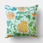 オレンジの花模様と緑オンライトブルー クッション (裏面)