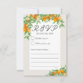 オレンジの花結婚のニュートラル枠 出欠カード (正面)