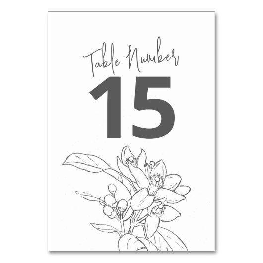 オレンジの花結婚の写真の灰色の鉛筆 テーブルナンバー (裏面)