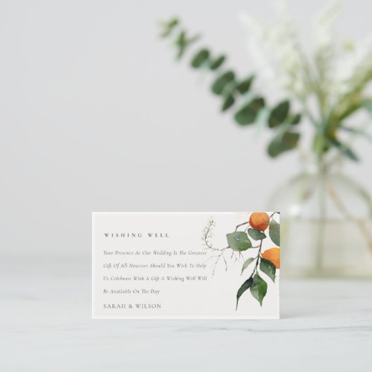 オレンジの花結婚の植物願い エンクロージャーカード (スタンド正面)