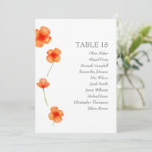 オレンジの花。シンプルな結婚式の席次表 招待状 (スタンド正面)