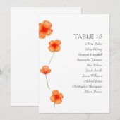 オレンジの花。シンプルな結婚式の席次表 招待状 (正面/裏面)