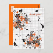 オレンジの花 チック グランジ インクのしみ 落書き キッズ ポストカード (正面/裏面)