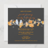 オレンジの花+ラブバード/DIY背景色 招待状 (裏面)