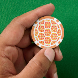 オレンジの花、花の模様、フラワーパターン ポーカーチップ