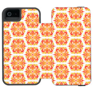 オレンジの花、花の模様、花柄 iPhone SE/5/5sウォレットケース