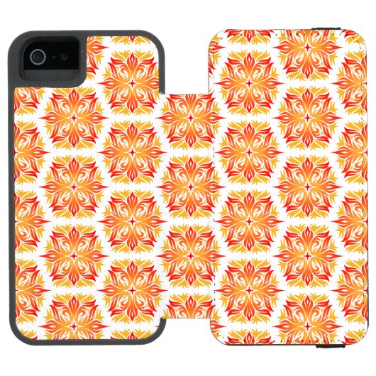 オレンジの花、花の模様、花柄 INCIPIO iPhoneウォレットケース (フォリオ Open)