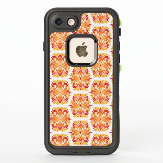 オレンジの花、花の模様、花柄 LifeProof iPhoneケース (裏面)