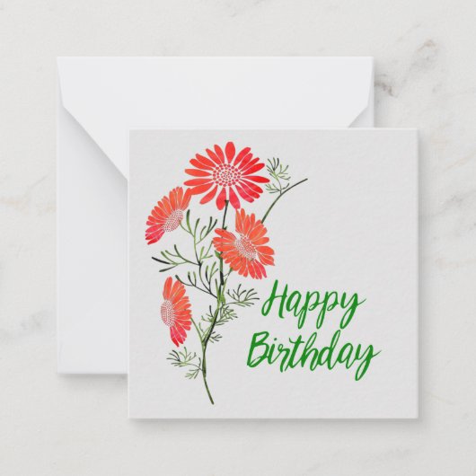 オレンジの花 誕生日お祝いのメッセージ ノートカード (正面)