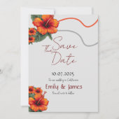 オレンジの花 Save The Date 招待カード 招待状 (正面)