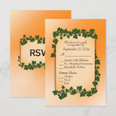 オレンジの葉の秋の食事への返信（レストランへの出欠返信カード） - つる植物が茂る 出欠カード (正面/裏面)