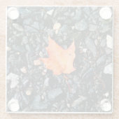 オレンジの葉 ガラスコースター (裏面)