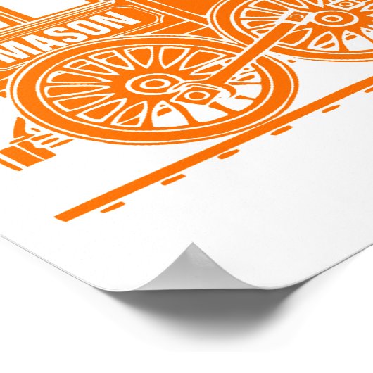 オレンジの蒸気機関車の男の子の部屋のアートをカスタマイズ ポスター (角)