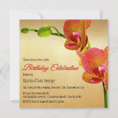 オレンジの蘭の誕生日パーティーの招待 招待状 (正面)