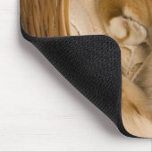 オレンジの虎猫がハンパーで眠っている マウスパッド (コーナー)