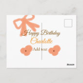 オレンジの蝶結びの花 パステル 水彩 誕生日 名前 ポストカード (裏面)