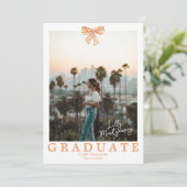 オレンジの蝶結び コケッティー フォト 卒業発表 招待状 (スタンド正面)