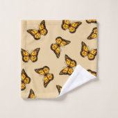 オレンジの蝶 バス タオル セット (ウォッシュタオル)