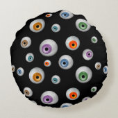 オレンジの血の目のゾンビハロウィンラウンド ラウンドクッション (裏面)