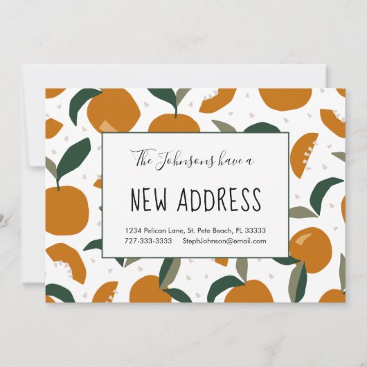 オレンジの豊富な新しいホームアドレス 案内状 (正面)