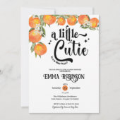 オレンジの赤ちゃんかわいこちゃんのシャワーが少し流れている 招待状 (正面)