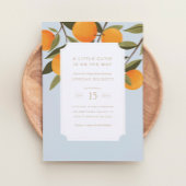 オレンジの赤ちゃんかわいこちゃんのシャワーが途中にある 招待状