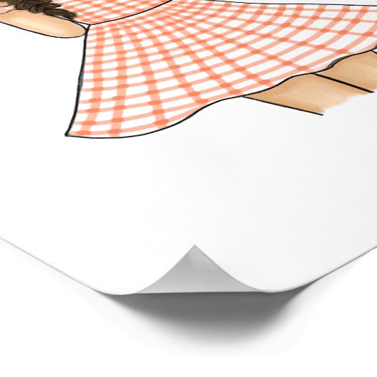 オレンジの車を持ったウサギのいる女の子の保育園 ポスター (角)