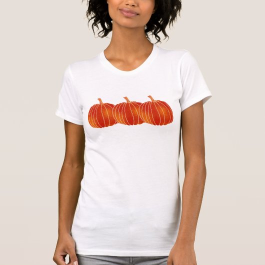 オレンジの輝きの秋ハロウィンオータムンパンプキンカスタム Tシャツ (正面)