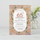 オレンジの野の花ストリングライト 65歳の誕生日 招待状 (スタンド正面)
