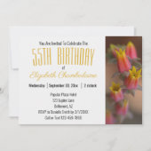 オレンジの金ゴールドフローラ多肉食55th誕生日パーティー 招待状 (正面)