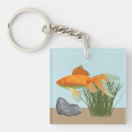 オレンジの金魚の自然の水槽 キーホルダー