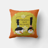 オレンジの雪だるまメルトマイハートホリディピロー クッション (裏面)