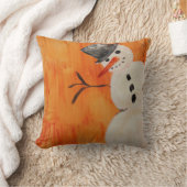 オレンジの雪だるま クッション (ブランケット)