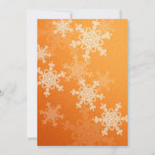 オレンジの雪の結晶のクリスマスウェディング招待状 招待状 (裏面)