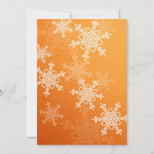 オレンジの雪の結晶のクリスマスウェディング招待状 招待状 (裏面)