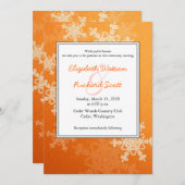 オレンジの雪の結晶のクリスマスウェディング招待状 招待状 (正面/裏面)