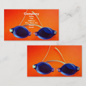 オレンジの青い水泳のゴーグル 名刺 (正面/裏面)