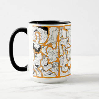 オレンジの顔の線画 マグカップ