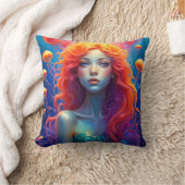 オレンジの髪をした女の子のポートレート クッション (ブランケット)