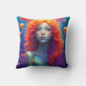 オレンジの髪をした女の子のポートレート クッション (裏面)