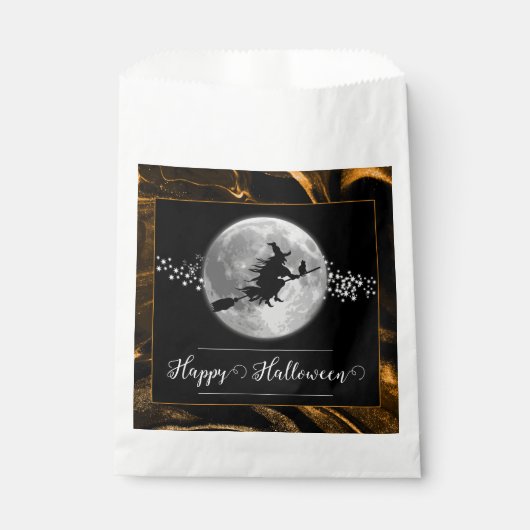 オレンジの魔女シルエットハロウィーン フェイバーバッグ (正面)