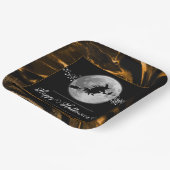 オレンジの魔女シルエットハロウィーン ペーパープレート (傾斜あり)