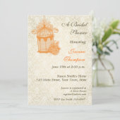 オレンジの鳥かご、象牙のダマスクの招待状 招待状 (スタンド正面)