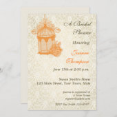 オレンジの鳥かご、象牙のダマスクの招待状 招待状 (正面/裏面)